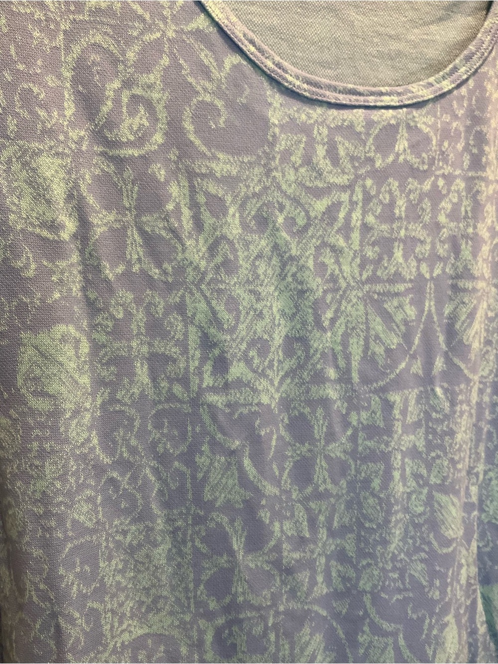 LuLaRoe Classic Short Sleeve Tee in Lavender and Light Blue Tile Print L